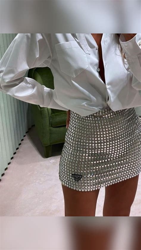 prada mini skirt glitter|Prada skirts.